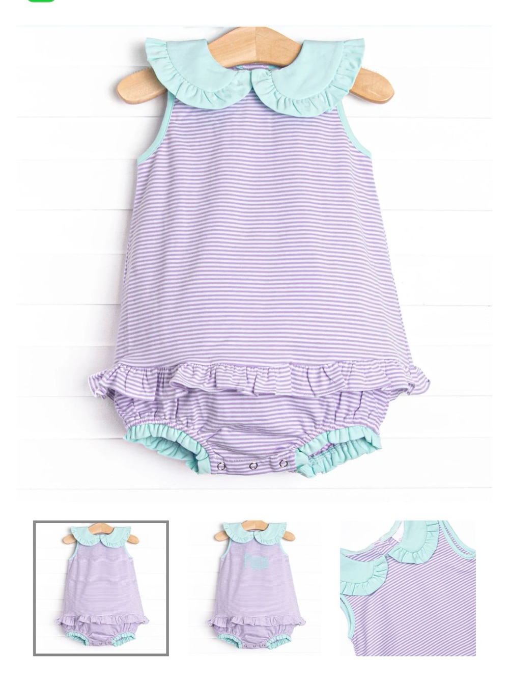 STITCHY FISH 🐟 baby girl 6m cotton knit Pippa skirted bubble lavender mint NWT